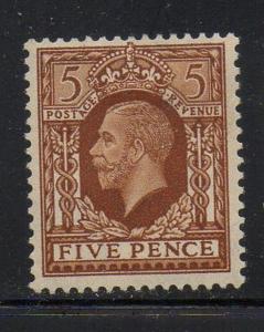 Great Britain Sc 217 1936 5d yellow brown George V stamp mint