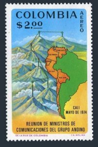 Colombia C594 2 stamps, MNH. Mi 1263. Meeting of Communications Ministers, 1974.