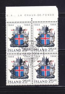 Iceland 362 Block Of 4 Set U Icelandic Coat of Arms (B)