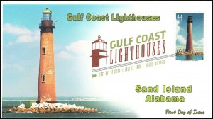 AO-4412-1, 2009, Gulf Coast Lighthouses, FDC, Add-on Cachet, DCP, Sand Island, A