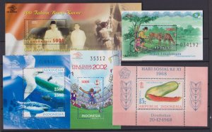 INDONESIA - SELECTED 5 DIFFERENT SOUVENIR SHEETS - MNT NH