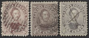 Canada Lot of 3 #17 10c Prince Consort Different Shades Fine and Sound