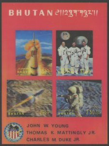 BHUTAN Sc#148h-l 1972 Complete Set TWO 3-D S/S of 4 DIFF each Apollo 16