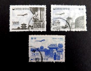 Korea #C35-37, Used/Fine, 39, 69 & 78 value, 1964