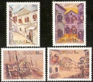 1996 MACAO/macau LANDSCAPE PAINTING OF DU NIANYU STAMP 4V