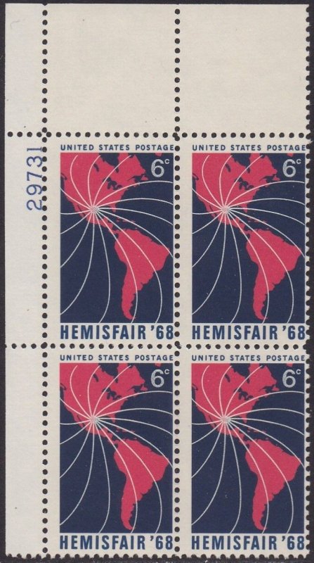 1340 HEMISFAIR 68 Plate Block MNH