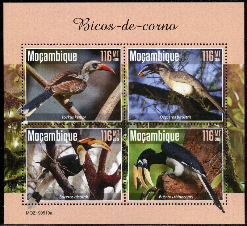 MOZAMBIQUE 2019  HORNBILLS SHEET MINT NEVER HINGED