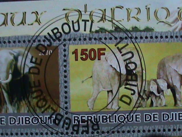 ​DJIBOUTI-2010- COLORFUL BEAUTIFUL LOVELY ELEPHANTS CTO S/S -VERY FINE