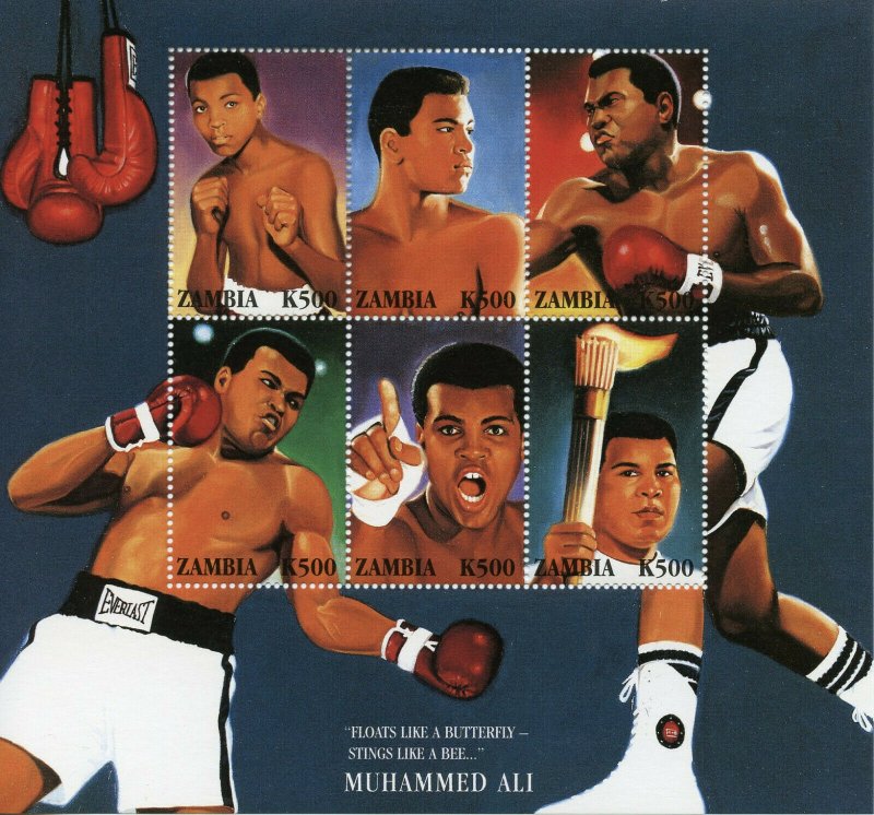 Zambia Boxing Stamps 1998 MNH Muhammad Ali Famous People Sports 6v M/S 