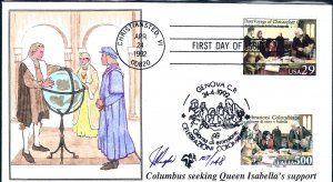 Pugh Designed/Painted Columbus w/Queen Isabella FDC...114 of 148 created!