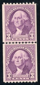 US Stamp #722 Washington 3c - Coil Joint Line Pair - MNH - CV $8.00