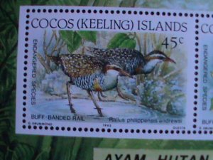 COCOS(KEELING) ISLANDS 1992 ENDANGER SPECIES-LOVELY BIRDS -MNH SHEET VF
