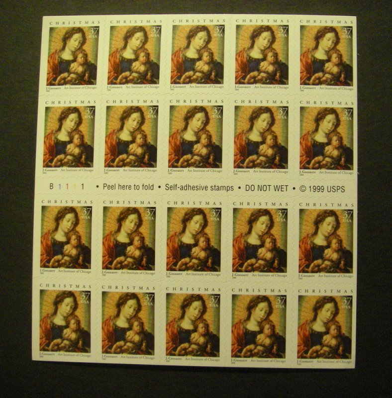 Scott 3675a, 37c Christmas Madonna & Child, Booklet of 20, #B1111, MNH Beauty