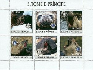 S. TOME & PRINCIPE 2003 - Seals & Lions-Rotary 6v. Scott Code: 1516