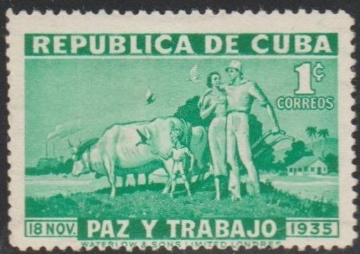 1936 Cuba Stamps Sc 332  Peace and  Work  MNH