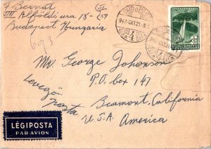 Hungary 3F Lake Balaton 1948 Budapest 4 Airmail to Beaumont, Calif.  Toning a...