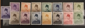 Indonesia 1951-3 #387-400(Toning), MNH, CV 8.65