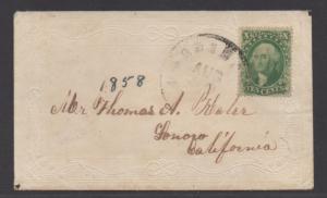 **US 19th Century Cover SC# 32 on Ladies Cover to California, 1858