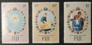 Fiji 1981 royal wedding 3 value set MNH royalty charles-diana 