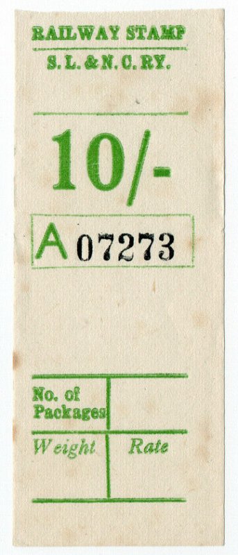 (I.B) Sligo Leitrim & Northern Counties Railway : Parcel Stamp 10/-