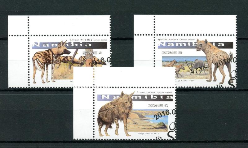 Namibia 2016 CTO Large Canines 3v Set Hyenas Wild Dogs Wild Animals Stamps 