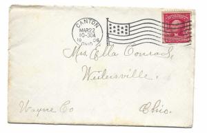 Canton to Weilersville, Ohio 1906 cover, American Flag cancel, Doane receiving