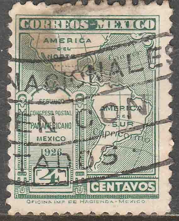 MEXICO 659, 4¢ POSTAL CONGRESS. AMERICA MAP. USED. VF. (646)