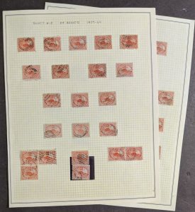 EDW1949SELL : CANADA 1859-64 Scott #15 Collection of 44 Used. Catalog $2,062.00.