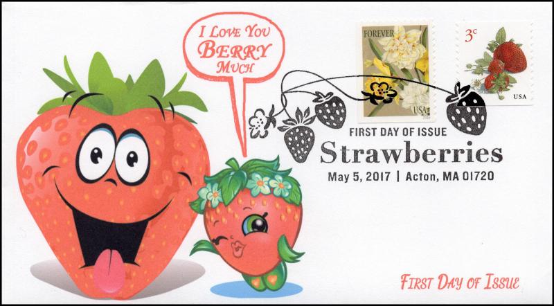 17-092, 2017, SC 5201, Strawberries, FDC, with a randomlyselected Botanical Art