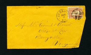 # 65 on cover from Leesburgh, VA, DPO, to Berryville, VA - 1-8-1860's