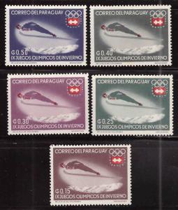 Paraguay Scott 783-787 MNH** Winter Olympic ski stamps