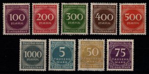 Germany 1923 Definitives to Tausends, Set [Unused]