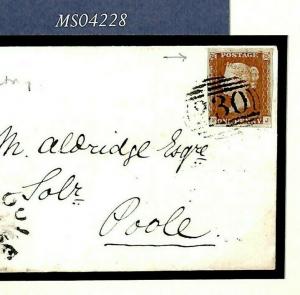 GB Penny Red Cover MAJOR RE-ENTRY Plate 58 Crewkerne 1846 {samwells}MS4228