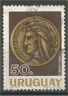 URUGUAY, 1966, used 50c , Dante Alighieri. Scott C300