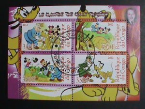 ​CONGO DISNEY STAMP:2012- WALT DISNEY STAMPS-CTO MINI SHEET #3 VERY FINE