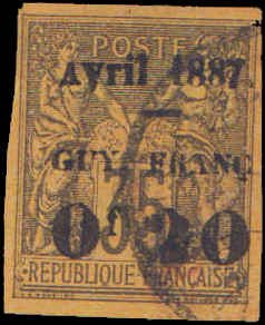 French Guyana #4, Complete Set, 1887, Used