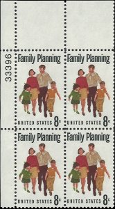 Scott # 1455 1972 8c multi Litho& Family Striding Forward  ; TAGGED Plate Blo...