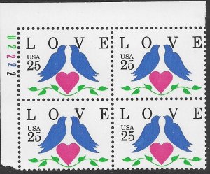 US #2440 MNH Plate Block. Love Birds - Nice.