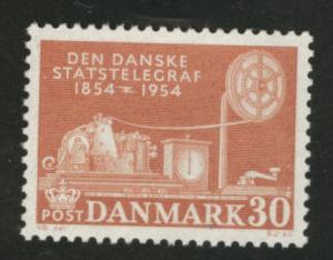 DENMARK  Scott 352 MH* 1954 telegraph stamp