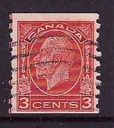 Canada-Sc#207-used 3c KGV Medallion coil-Cdn1075-1933-