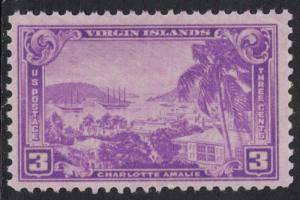 Scott 802- Charlotte Amalie Harbor, Virgin Islands- MNH 3c 1937- US mint stamp
