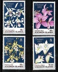 Solomon Is.-Sc#598-601- id9- unused NH set-Orchids-Flowers-1987-please note