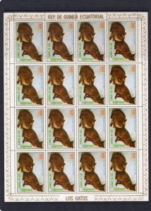 Equatorial Guinea 1976 Mi#1016/1022 CATS 7 Mini-Sheetlets Perforated Unfolded