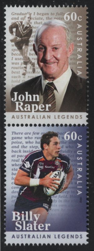 Australia 2012 MNH Sc 3628-3629 60c John Raper, Billy Slater Pair