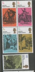 Great Britain 1970 Dickens (5) Scott # 617-21