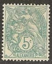 French Offices in Alexandria 20, mint, no gum, tiny thin, 1902  (f200) .