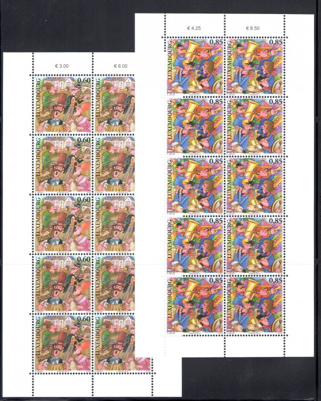 2014 EUROPE CEPT Luxembourg, 2 minifoils of 10 val Musical Instruments MNH**