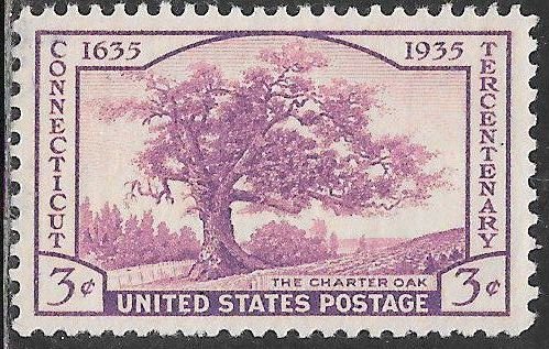 US 772 MNH -  Connecticut Tercentenary - The Charter Oak by C.D. Brownell