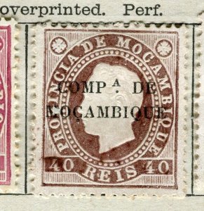 PORTUGUESE COLONIES; MOZAMBIQUE CO. 1892 Luis Optd issue Mint hinged 40r.