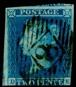 SG14, 2d blue, USED. Cat £90. DE